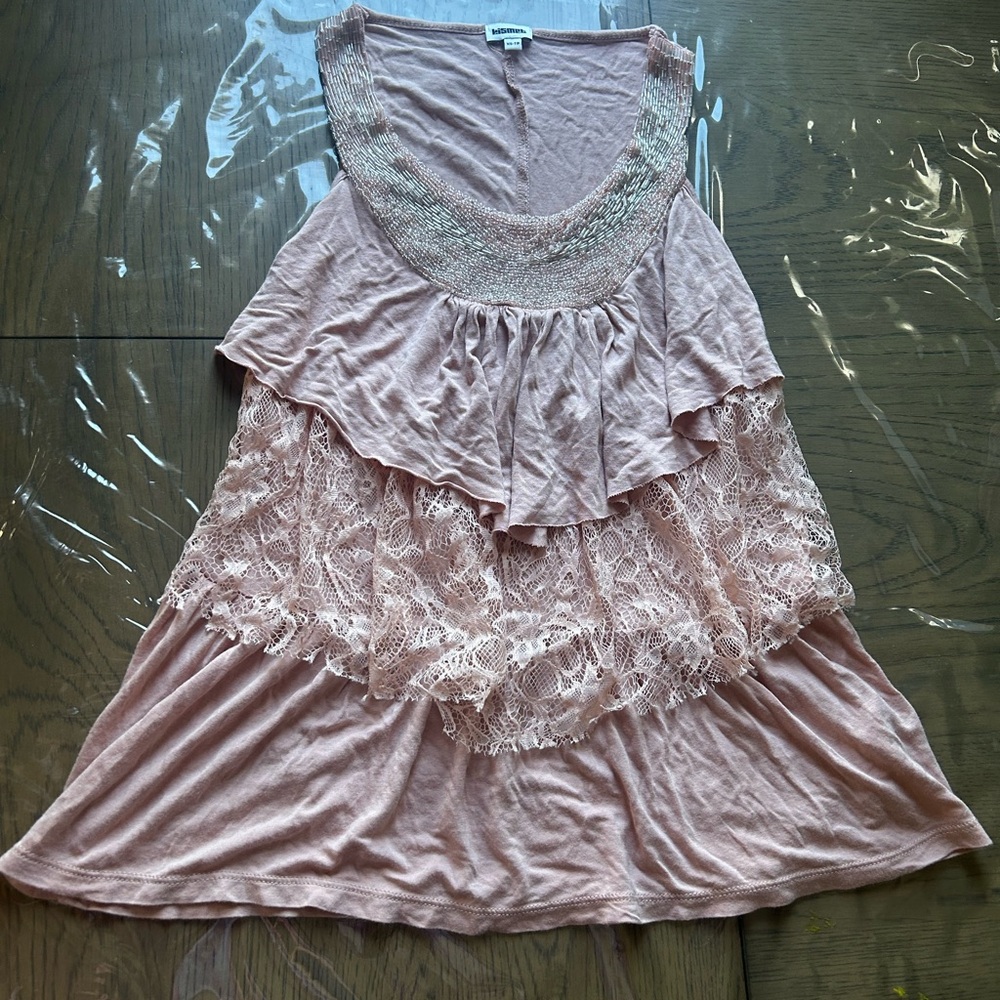 Kismet Pink Layered Lace Tank Top